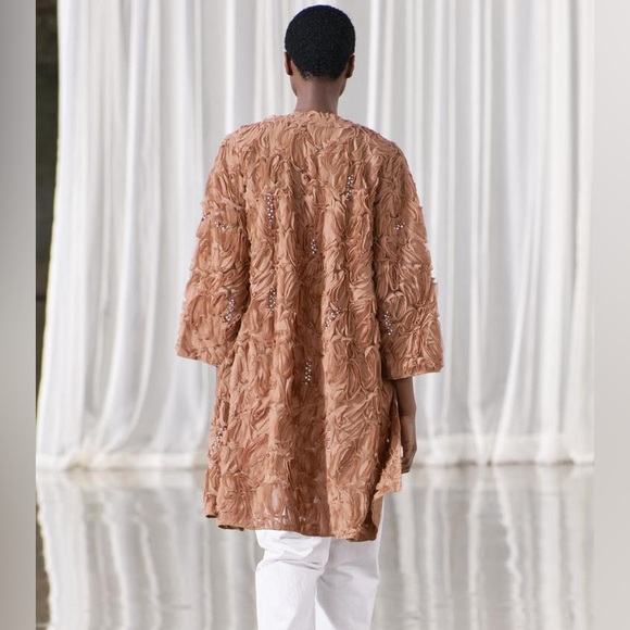 ZARA STRUCTURED PEARL BEADING COAT - Picture 5 of 11